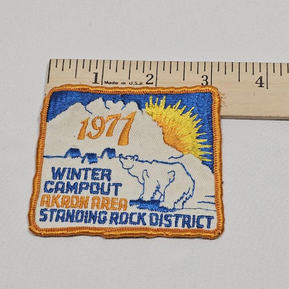 Vintage 1971 Boy Scouts of America (BSA) Activity Patch Winter Campout Akron - Picture 3 of 3